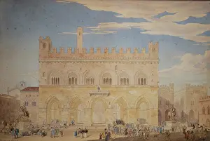 Pedestrian Prints: Department store in Piacenza, 1828. Creator: Friedrich Maximilian Hessemer