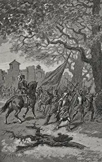 Troops Prints: Departure of the Barcelonians to help those besieged in San Adrian de Besos