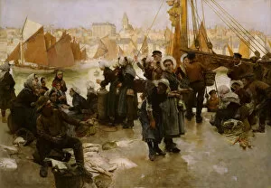 Local Industry Gallery: The Departure Of The Fishing Fleet, Boulogne, 1891. Creator: Albert Chevallier Tayler
