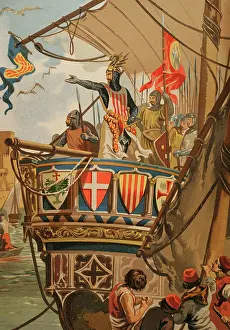 Departure of James I for the conquest of Majorca, (1208-1276), 1229, (1890). Creator: Unknown