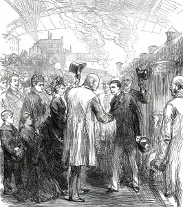 Departure of King George of Hanover from the Victoria Station, 1876. Creator: Unknown