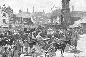 George Street Prints: The Departure of Lord and Lady Carrington from Sydney for England; The Procession passing down Geo Creator: Unknown