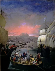 Sticks Prints: Departure of the Pinta, Nina and Santa Maria del Puerto de Palos Christopher Columbus