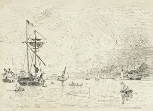 Departure from the Port of Honfleur, 1864. Creator: Johan Barthold Jongkind