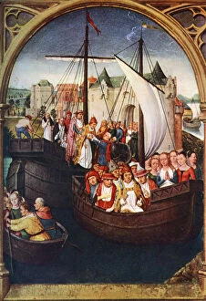Basel Collection: The Departure of St Ursula from Basel, before 1489, (c1900-1920).Artist: Hans Memling
