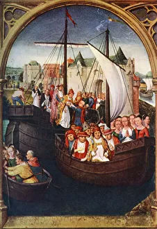 Basle Gallery: The Departure of St Ursula from Basel, before 1489, (c1900-1920).Artist: Hans Memling