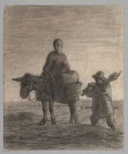 Jf Millet Prints: The Departure for Work, 1857. Creator: Jean Francois Millet