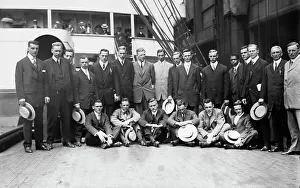 Yale University Prints: Departure Yale - Harvard Athletes, 1911. Creator: Bain News Service
