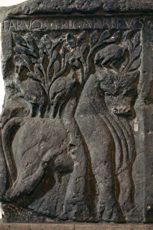 Depiction of a Celtic deity, a bull with three cranes, 1st century Depiction of a Celtic deity, a bull with three cranes, 1st century