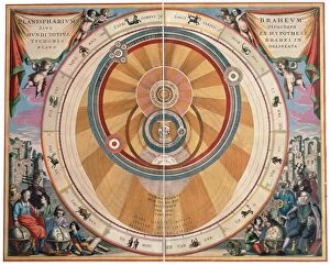 Brahe Gallery: Depiction of the Geo-Heliocentric Universe of Tycho Brahe, 17th century. Artist: Andreas Cellarius