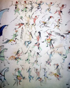 United Gallery: Depiction of the Grass Dance, drawn by Turning Bear, a Brule Sioux Chief of the Dakota Indians