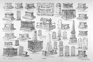 John H Prints: Depiction of monuments of notable persons in Bunhill Fields, Finsbury, London, c1860
