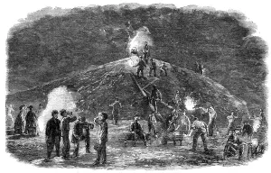 Target Practice Prints: The Deptford Rifle Corps (34th Kent) forming earthworks for their shooting-ground by torchlight