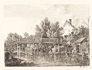 Wooden Bridge Prints: Der kleine Isarsteg, 1806. Creator: Johann Georg von Dillis
