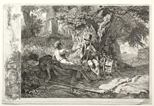 Johann Christoph Erhard Collection: Der mit seinem Fuhrer rastende Kunstler. Creator: Johann Christoph Erhard (German, 1795-1822)
