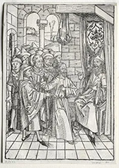 1434 1519 Prints: Der Schatzbehalter: Christ before Caiaphas (verso)