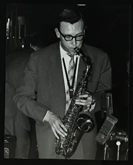 Derek Humble playing alto saxophone at the Civic Restaurant, College Green, Bristol, 1955