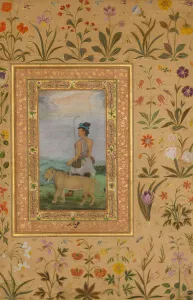 Script Prints: Dervish With a Lion, Folio from the Shah Jahan Album, verso: ca. 1630; recto: ca. 1500