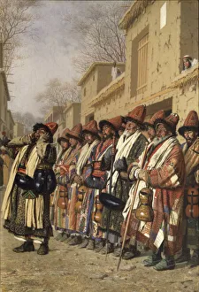 Vereshchagin Prints: Dervishes Chorus Begging Alms in Tashkent