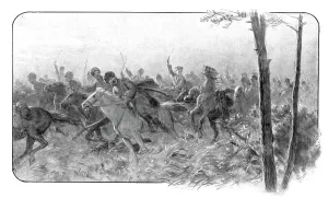Des Vaillants; Une charge des Circassiens de la, au cours de... 1917. Creator: L.H Grondijs. Des Vaillants; Une charge des Circassiens de la, au cours de... 1917. Creator: L.H Grondijs