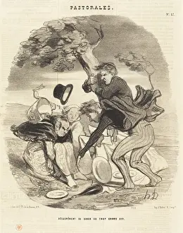 Day Out Prints: Desagrement de diner au trop grand air, 1845. Creator: Honore Daumier