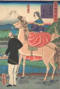 Descending Geese at Yoshida Bridge [English Couple] (Yoshidabashi no rakugan [I1st month