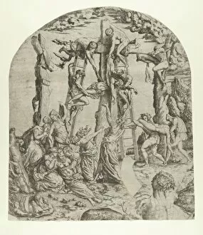 Crucifix Collection: Descent from the Cross, 1543. Creator: Master IQV