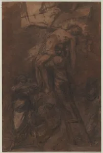 Framing Lines In Black Ink Prints: Descent from the Cross, 1600s. Creator: Anonymous