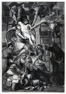Daniele Prints: Descent from the Cross, c1545 (1870). Artist: E Thomas