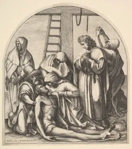 Descent Prints: Descent from the cross, after Holbein, 1640. Creator: Wenceslaus Hollar