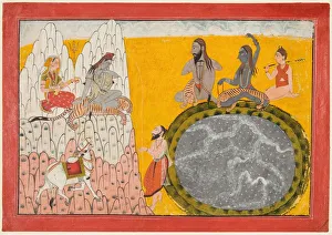 Gum Tempera And Gold On Paper Prints: Descent of the Ganges, c. 1700-10. Creator: Unknown