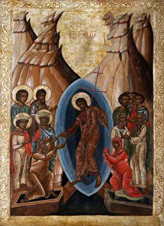 Spirits Prints: The Descent into Hell, Early16th cen Artist: Russian icon