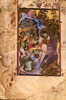 Armenian Church Gallery: The Descent into Hell (Manuscript illumination from the Matenadaran Gospel), 1287