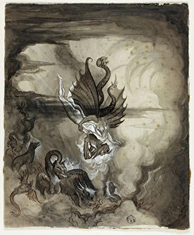 Fussli Heinrich Gallery: Descent to Hell, n.d. Creators: Henry Fuseli, Theodore Matthias von Holst