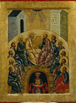 Images Dated 20th June 2013: The Descent of the Holy Spirit, 1497. Artist: Russian icon