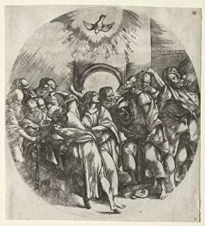 Domenico Campagnola Gallery: The descent of the holy spirit, 1518. Creator: Domenico Campagnola (Italian, 1500-1564)