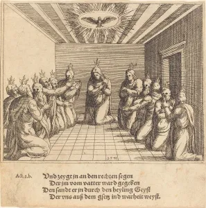 Whitsun Prints: The Descent of the Holy Spirit, 1548. Creator: Augustin Hirschvogel
