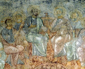 Ancient Russian Frescos Gallery: The Descent of the Holy Spirit. Artist: Ancient Russian frescos