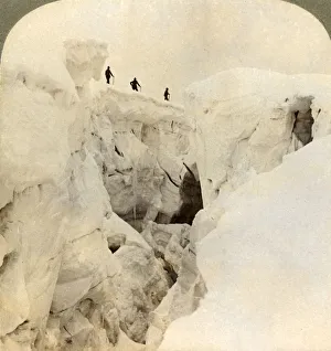 Mountaineering Prints: Descent of Mt. Blanc - enormous crevasses near the summit, Alps, 1901. Creator