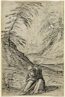 Hermann Weyer Prints: Desert Landscape with a Hermit (verso), 1615/1620. Creator: Hermann Weyer