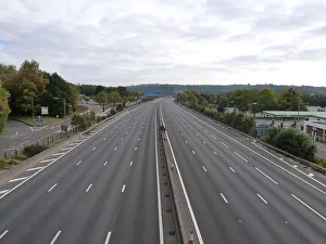 Deserted M27 Motorway due to closure for bridge demolition at Rownhams 2018 Deserted M27 Motorway due to closure for bridge demolition at Rownhams 2018