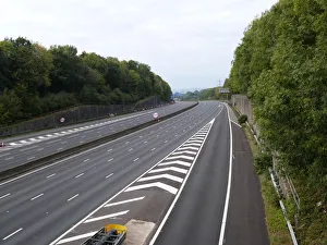Deserted M27 Motorway due to closure for bridge demolition at Rownhams 2018. Creator: Unknown