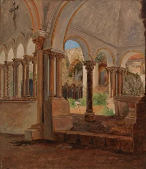 A deserted monastery courtyard, 1838. Creator: Constantin Hansen