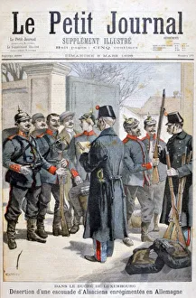 Desertion of an Alsatian squad enlisted in Germany, Duchy of Luxembourg, 1896. Artist: Georges Carrey Desertion of an Alsatian squad enlisted in Germany, Duchy of Luxembourg, 1896. Artist: Georges Carrey