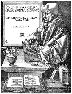 Desiderus Erasmus using writing slope (1465-1536), Dutch humanist and scholar