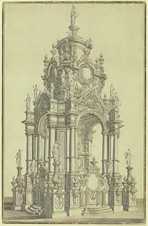 Altar Prints: Design for an altar, early-mid 18th century. Creator: Alessandro Galli Bibiena