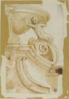 Board Prints: Design for Architrave with Ornamental Scrollwork