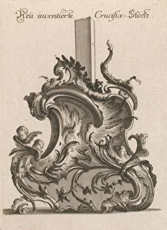 Pier Carl Prints: Design for the Base of a Crucifix, Plate 1 from: Neüinventierte Crucifix=