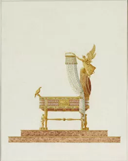Bassinet Collection: Design of the Bassinet for His Majesty the King of Rome, 1811. Artist: Percier, Charles (1764-1838)