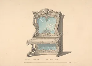Pianoforte Prints: Design for Cabinet Pianoforte, Louis Quinze Style, 1835-1900